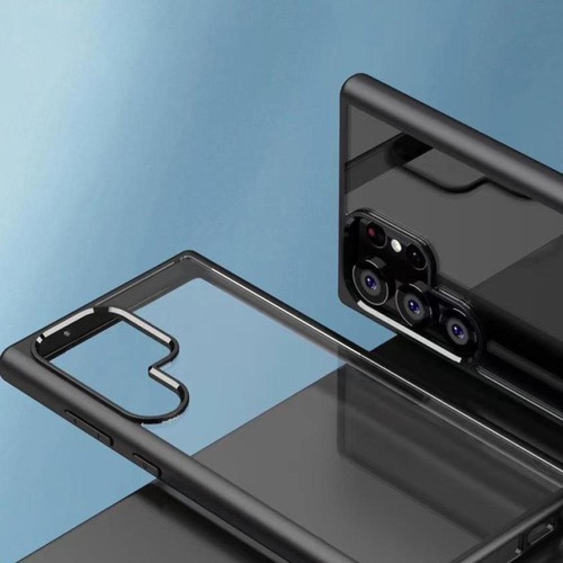 CoverZone Galaxy S23 Ultra ile Uyumlu Kılıf Kenar Renkli Arkası Şeffaf  Kamera Koruma Impact Protectıon Kılıf