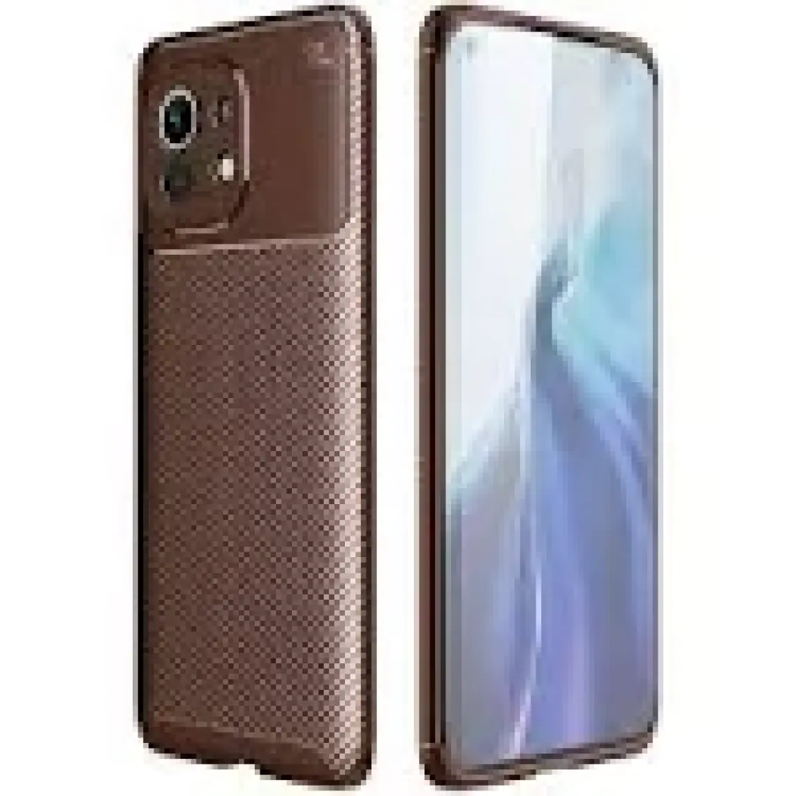 Case 4U Xiaomi Mi 11 Kılıf Rugged Armor Karbon Desenli Lüx Negro Silikon Arka Kapak Kahverengi