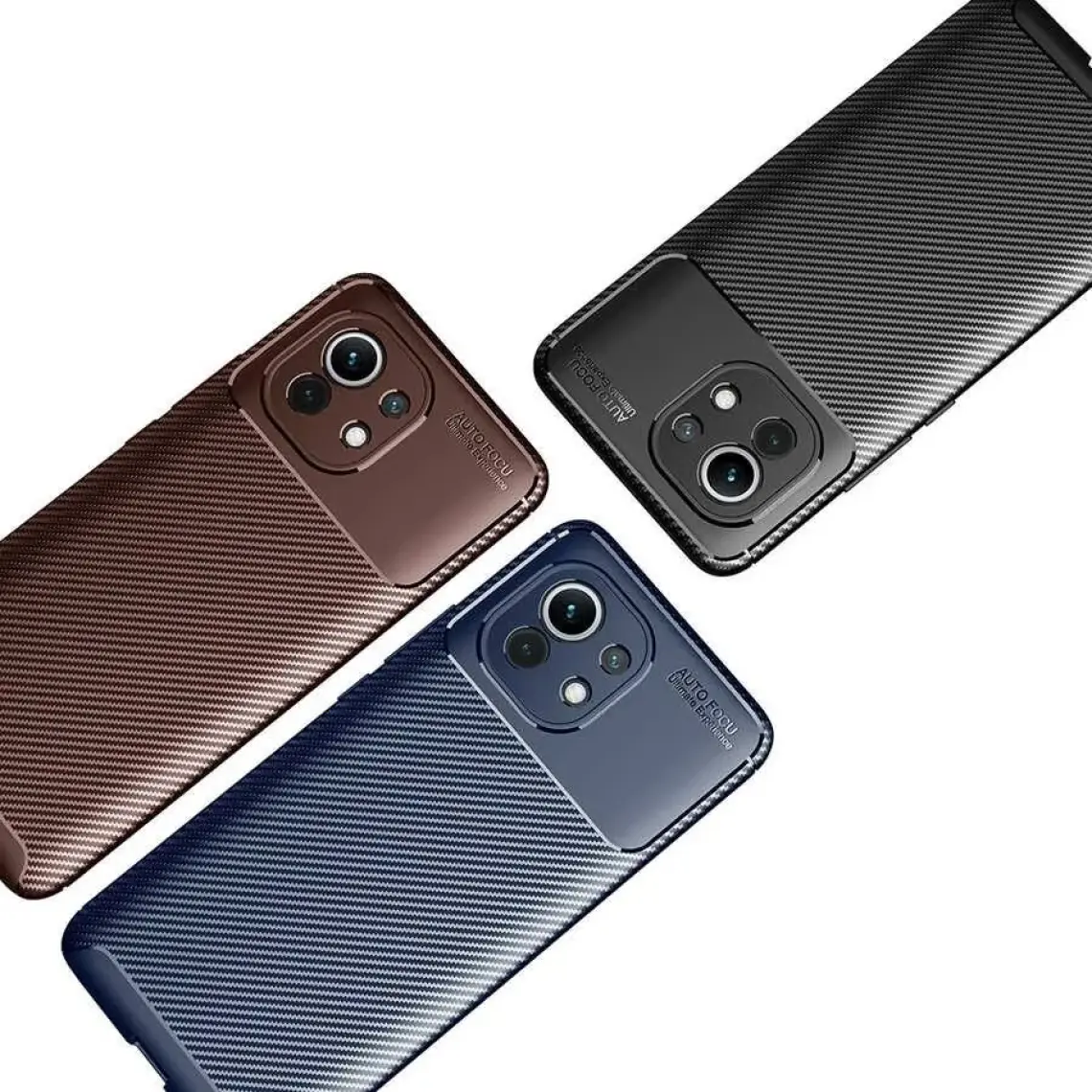 Case 4U Xiaomi Mi 11 Kılıf Rugged Armor Karbon Desenli Lüx Negro Silikon Arka Kapak Kahverengi
