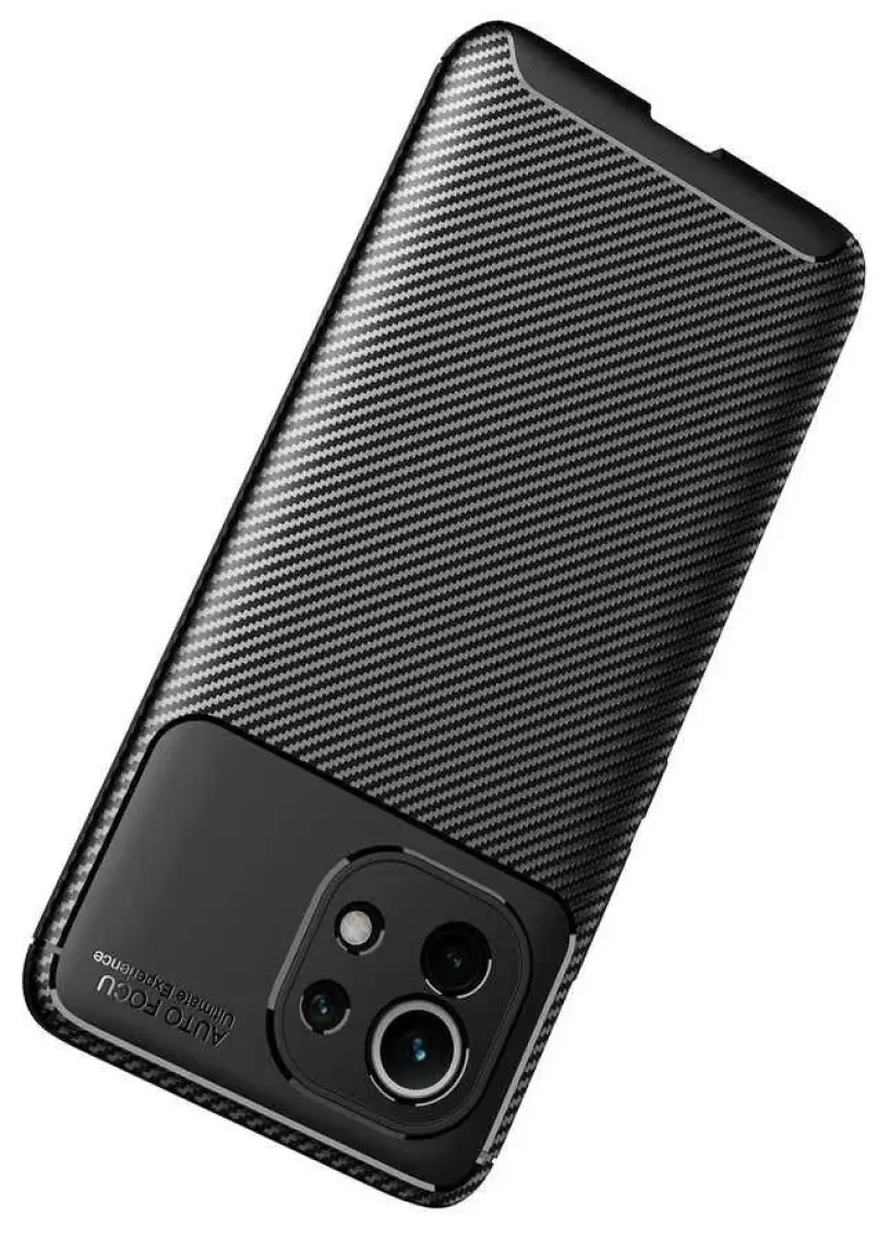 Case 4U Xiaomi Mi 11 Kılıf Rugged Armor Karbon Desenli Lüx Negro Silikon Arka Kapak Kahverengi