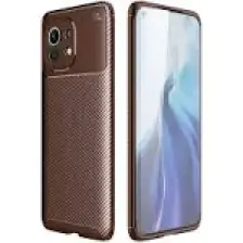 Case 4U Xiaomi Mi 11 Kılıf Rugged Armor Karbon Desenli Lüx Negro Silikon Arka Kapak Kahverengi