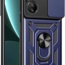 ZORE Xiaomi Poco C65 Kılıf Magnetik Standlı Kamera Korumalı Zore Sürgülü Vega KAPAK-MAVI-8680436747544-OT