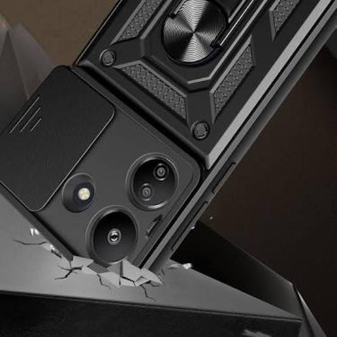ZORE Xiaomi Poco C65 Kılıf Magnetik Standlı Kamera Korumalı Zore Sürgülü Vega KAPAK-MAVI-8680436747544-OT