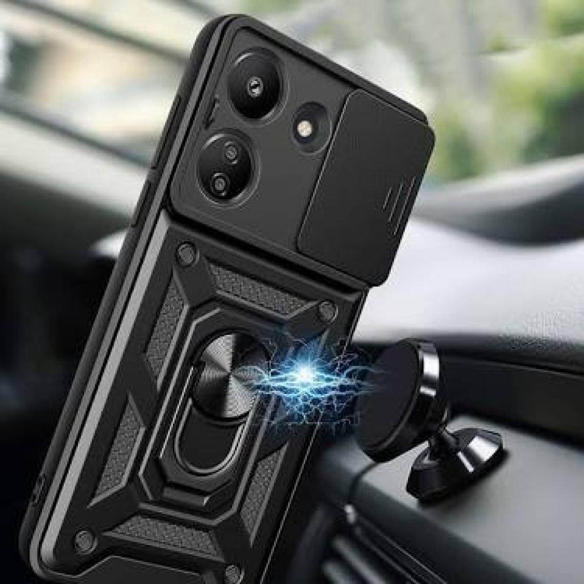 ZORE Xiaomi Poco C65 Kılıf Magnetik Standlı Kamera Korumalı Zore Sürgülü Vega KAPAK-MAVI-8680436747544-OT