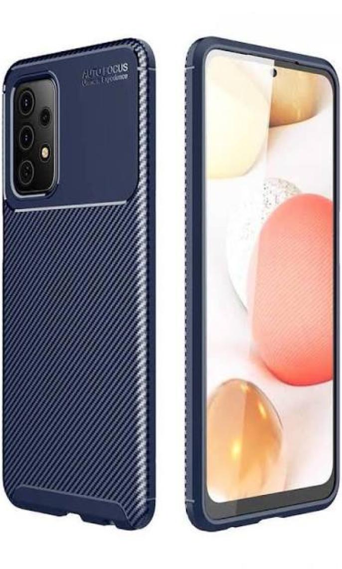 Case 4U A52 Uyumlu Kılıf Rugged Armor Karbon Desenli Lüx Negro Silikon Arka Kapak Lacivert