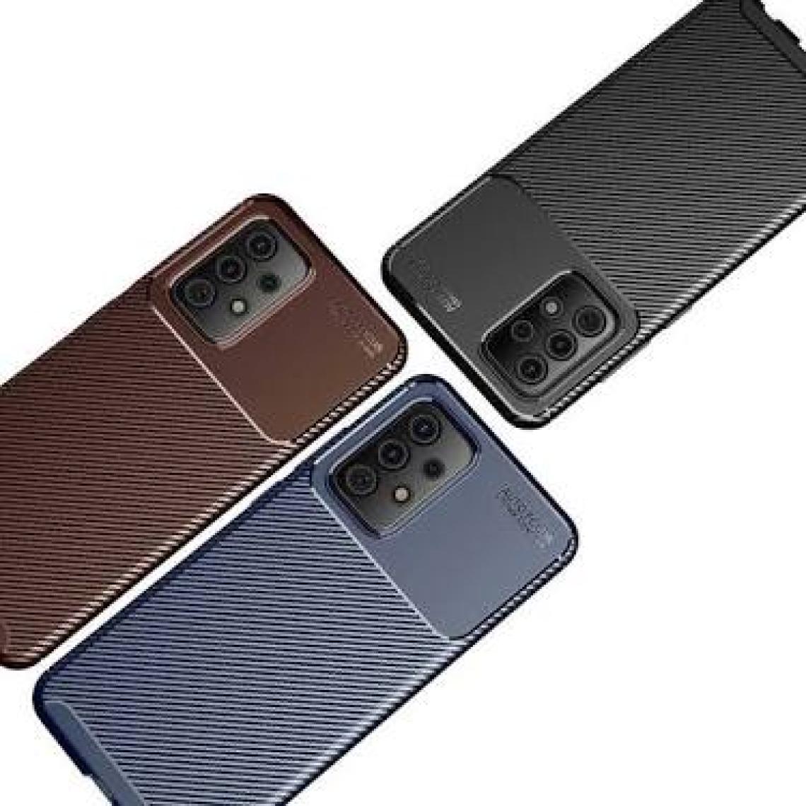 Case 4U A52 Uyumlu Kılıf Rugged Armor Karbon Desenli Lüx Negro Silikon Arka Kapak Lacivert