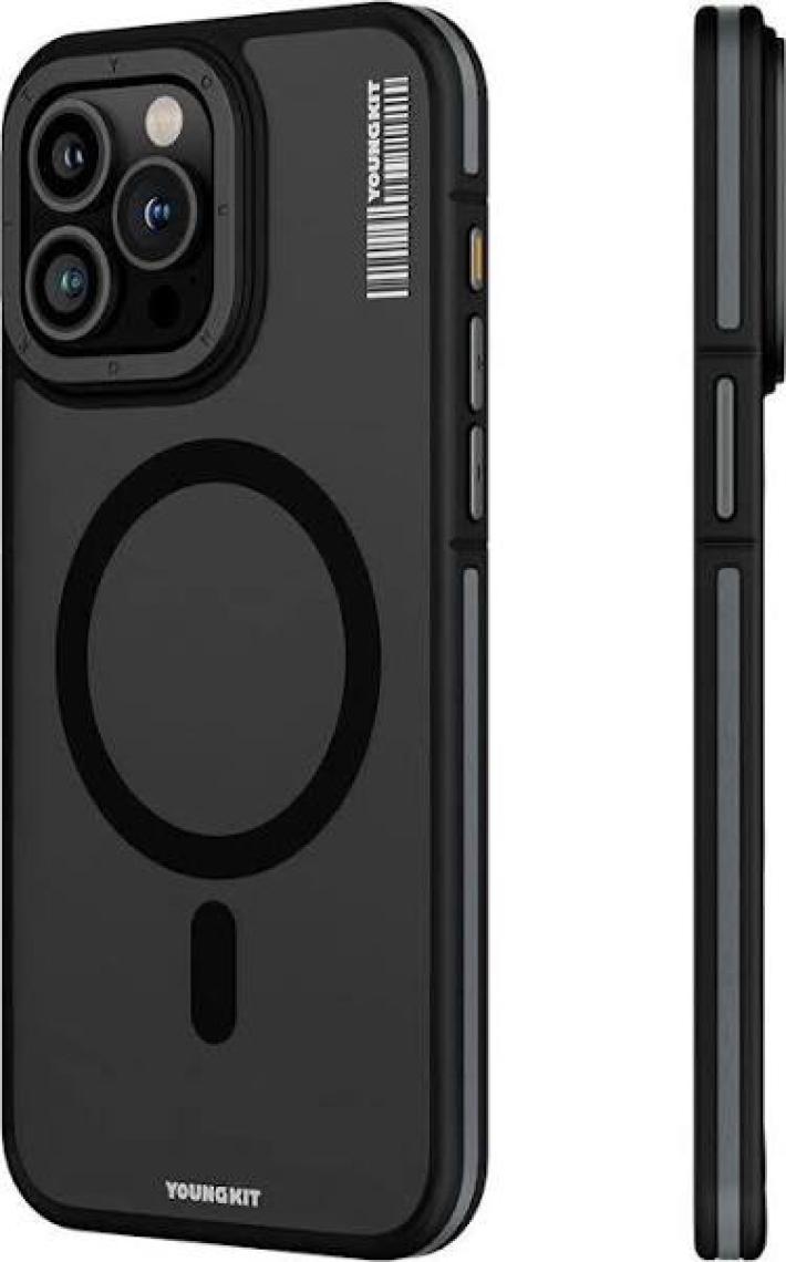 YoungKit iPhone 15 Pro Max Uyumlu Kılıf Magsafe Şarj Özellikli Youngkit Rock Sand Serisi Kapak Siyah