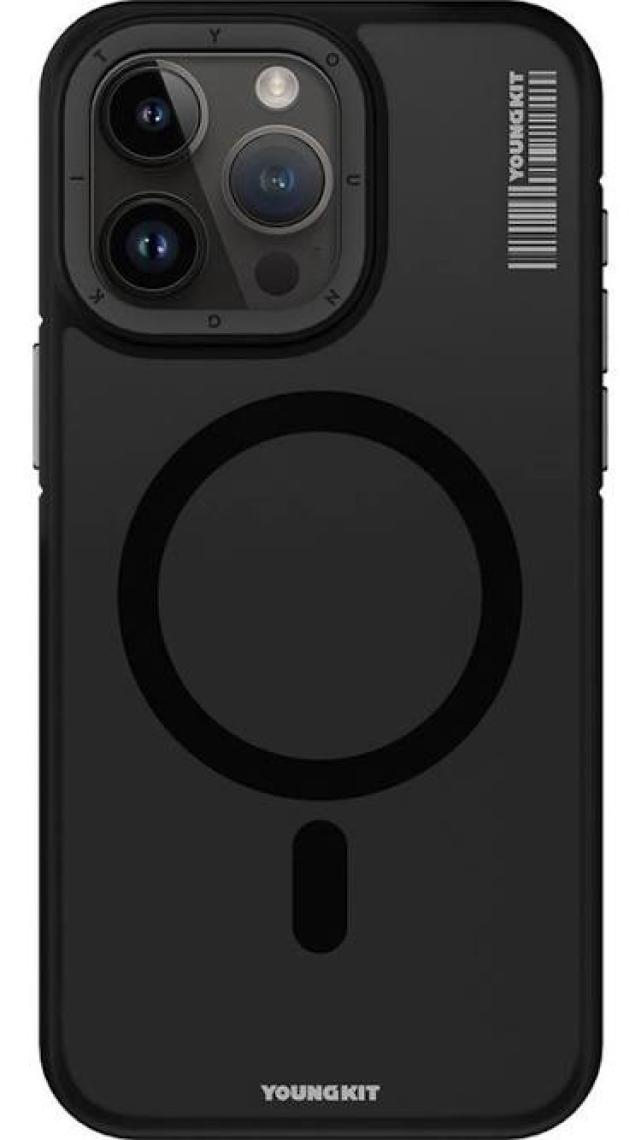 YoungKit iPhone 15 Pro Max Uyumlu Kılıf Magsafe Şarj Özellikli Youngkit Rock Sand Serisi Kapak Siyah
