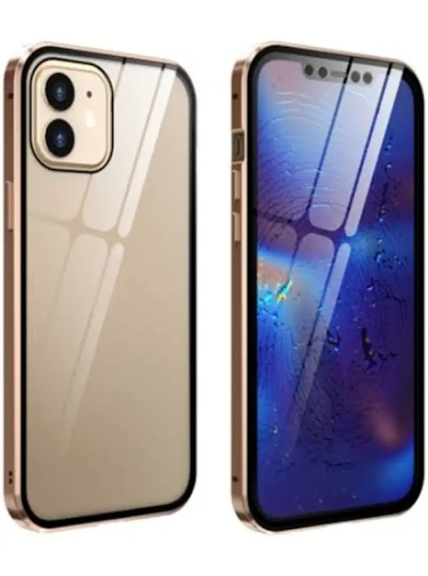 Dux Ducis Apple iPhone 12 Mıknatıslı 360 Derece Ön ve Arka Cam Full Korumalı Manyetik Kılıf AL-33926 Siyah