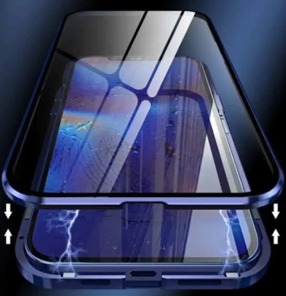 Dux Ducis Apple iPhone 12 Mıknatıslı 360 Derece Ön ve Arka Cam Full Korumalı Manyetik Kılıf AL-33926 Siyah