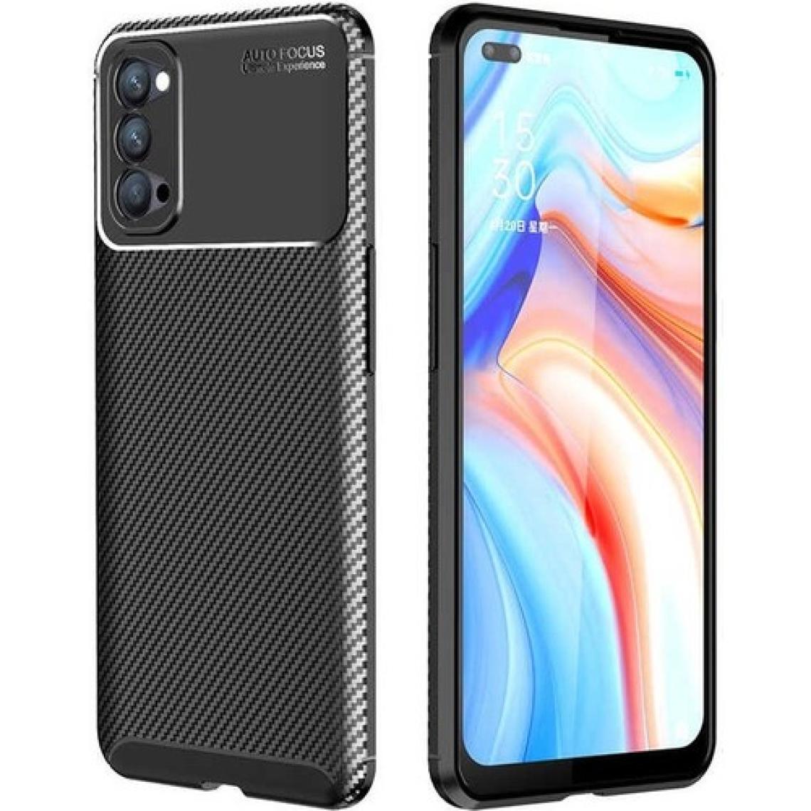 Kvy Oppo Reno 4 (CPH2113) Karbon Görünüm Negro Silikon Kılıf