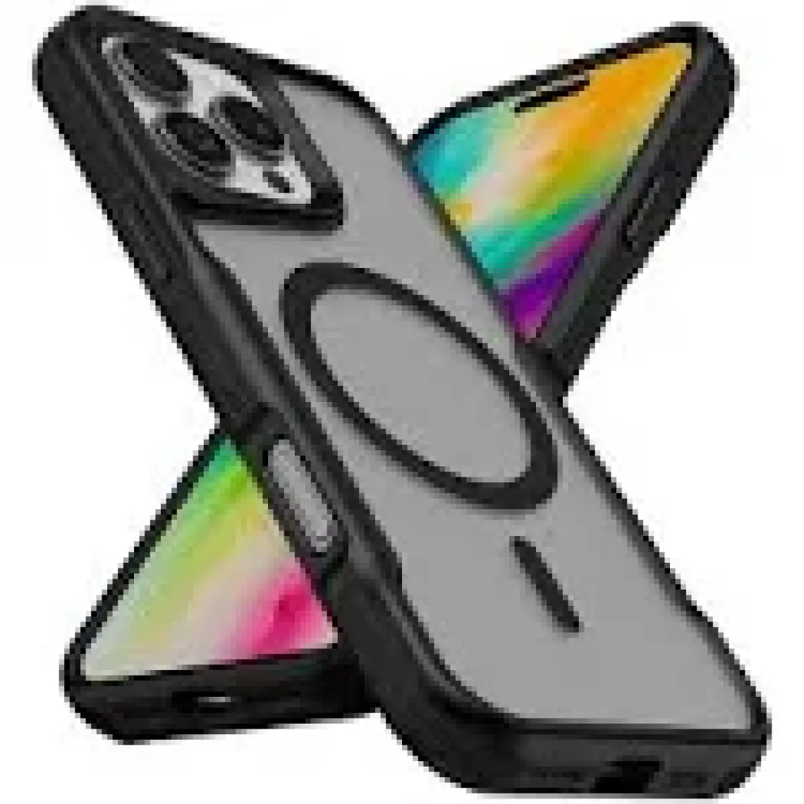 Farma Teknoloji iPhone 16 Pro Uyumlu Magsafe Şarj Özellikli Renkli Kenar Airbag Şeritli Lamer Kapak-Siyah