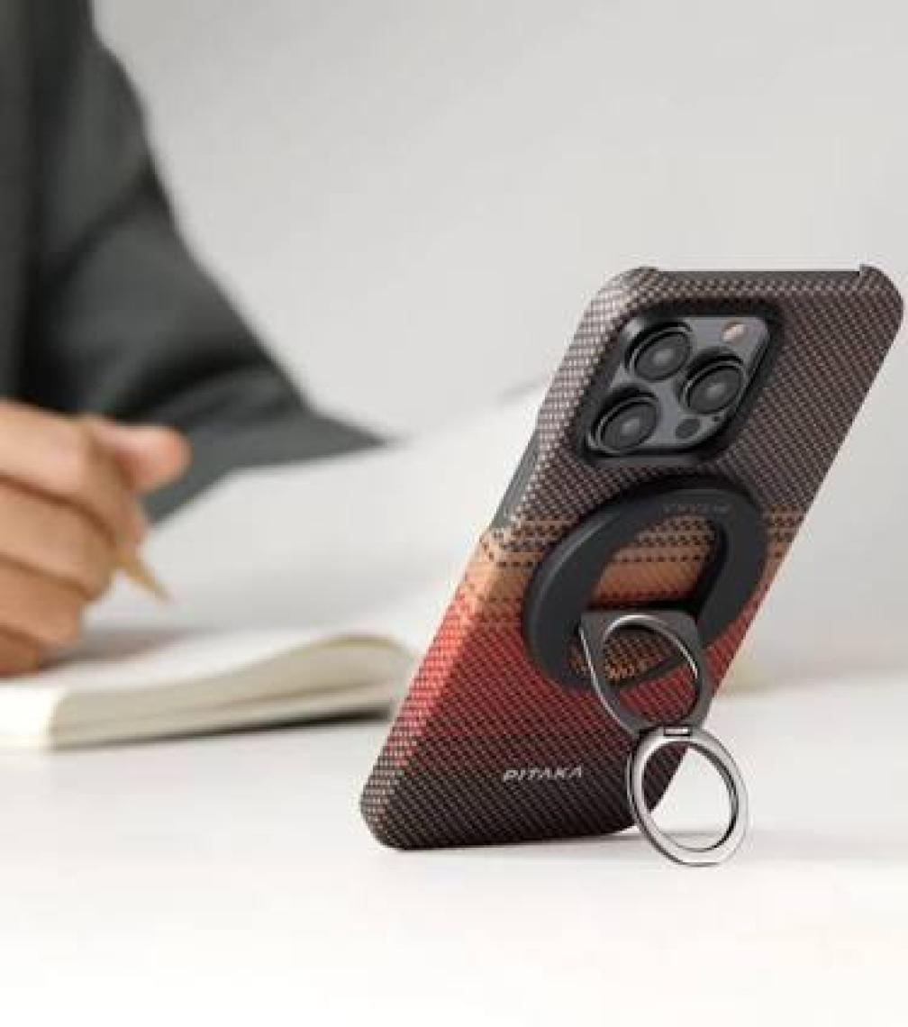 Pitaka Aramid Fiber Sunset Moonrise Serisi Sunset Magez Grip 3 Magnetik Ring Stand Telefon Tutucu