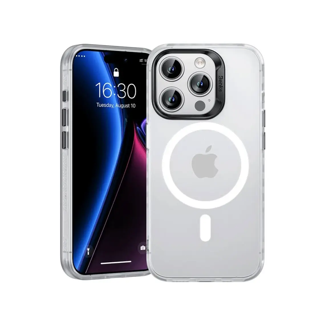 Benks Apple iPhone 15 Pro Max Uyumlu Magsafe Şarj Özellikli Lucid Armor Kılıf Gri