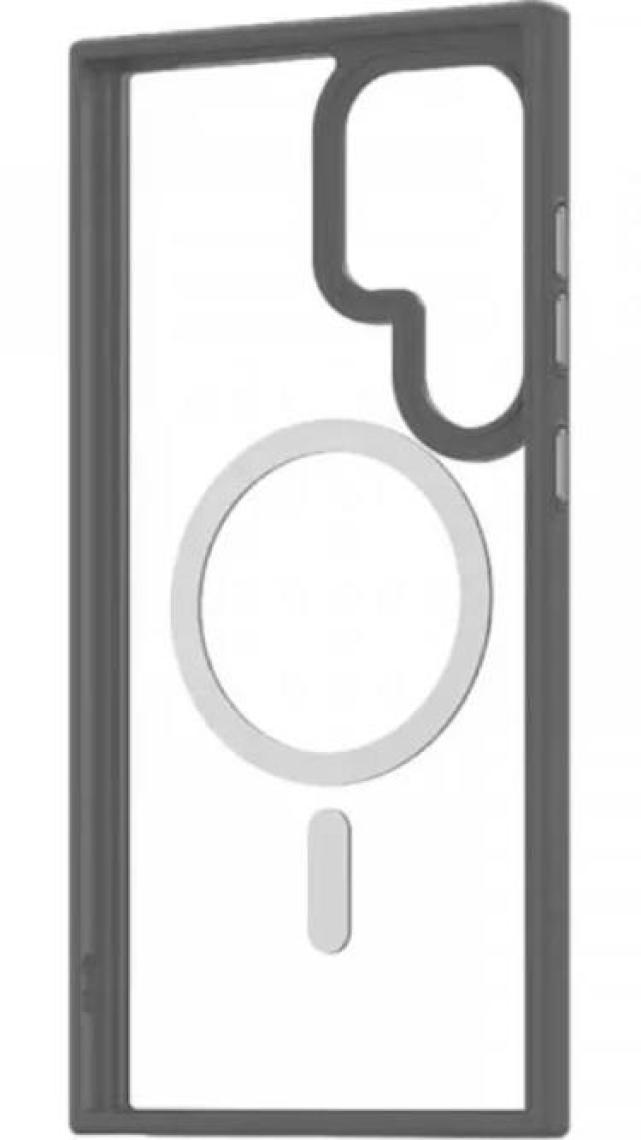 Benks Galaxy S24 Ultra Uyumlu Kılıf Magsafe Şarj Özellikli Şeffaf Arka Yüzey Benks Magclap Tpu Çerçeve Gri
