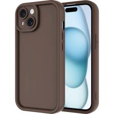 Alan Tech iPhone 14 Uyumlu Alt Kılıf Kamera Korumalı Zore Ananas Kapak-Kahverengi