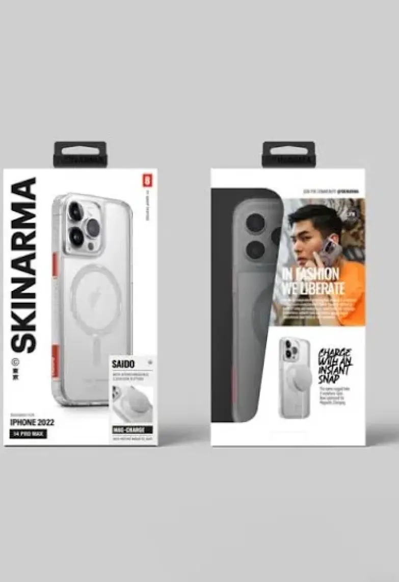 Skinarma iPhone 14 Pro Max Uyumlu Kılıf Skinarma Şeffaf Airbag Tasarımlı Magsafe Şarj Özellikli Saido Kapak
