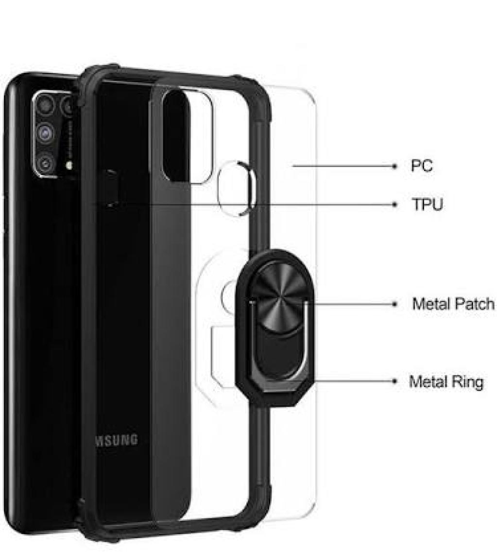 Fibaks Samsung Galaxy M31 Military Armor Tank Zırh Arkası Şeffaf Köşe Korumalı Mola Kapak