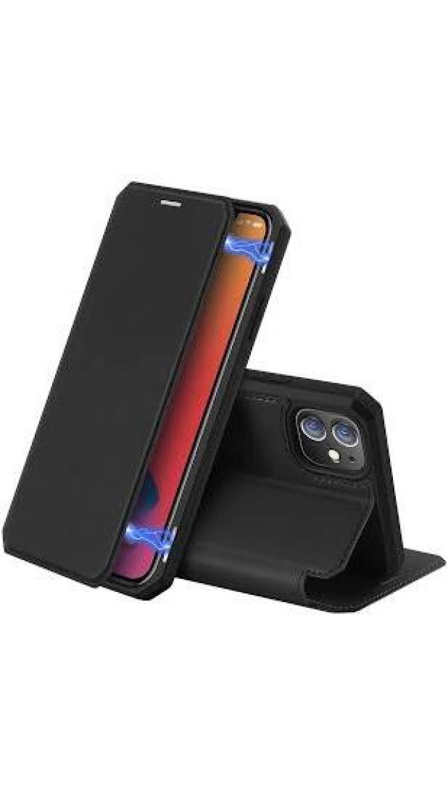 Dux Ducis Apple iPhone 12-12 Pro Kılıf Mıkantıslı Kapaklı  Flip Cover Kılıf Skin x Series Flip Case AL-33931 Siyah