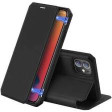 Dux Ducis Apple iPhone 12-12 Pro Kılıf Mıkantıslı Kapaklı  Flip Cover Kılıf Skin x Series Flip Case AL-33931 Siyah