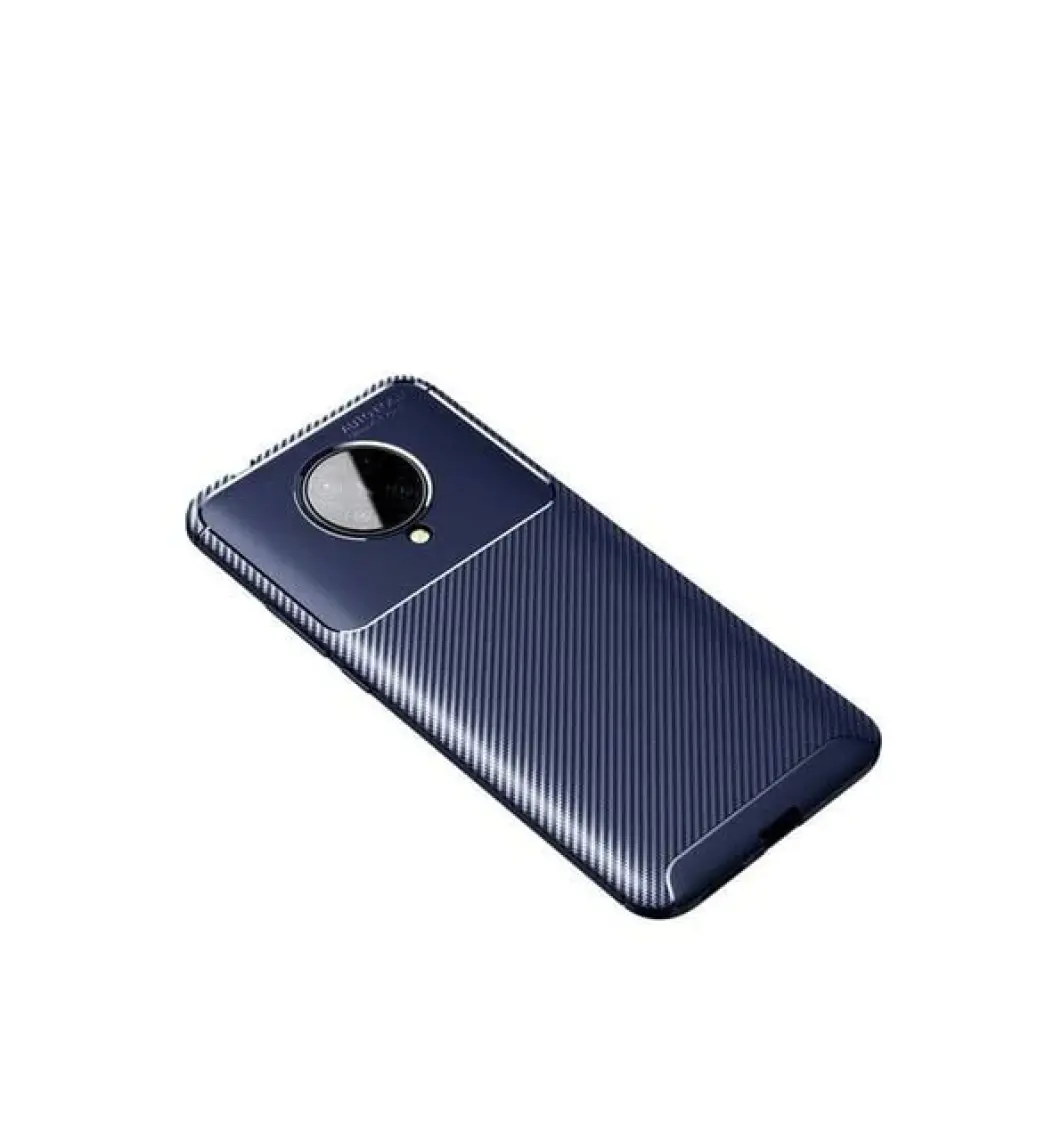 Fibaks Xiaomi Poco F2 Pro Kılıf Rugged Armor Darbe Emici Uzun Ömürlü Dayanıklı Parmak İzi Yapmaz Karbon Tasarım Negro Silikon Kapak