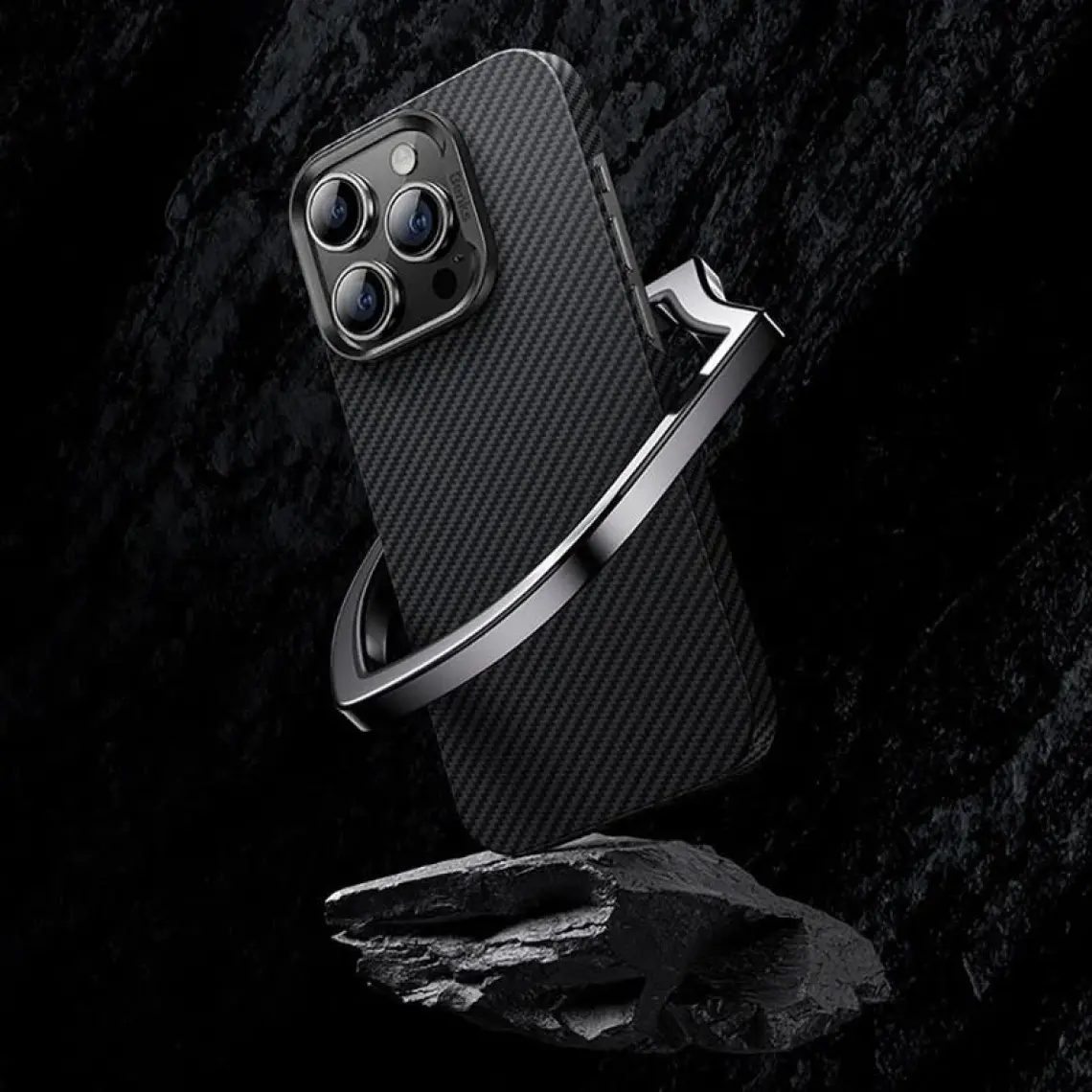 Benks iPhone 14 Pro Uyumlu Kılıf Karbon Fiber Benks 600D Essential Kevlar Kapak