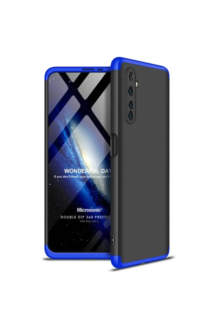 Realme 6 Kılıf 360 Derece Tam Koruma Sert Mika Orijinal AYS GKK Darbe Emici Kapak