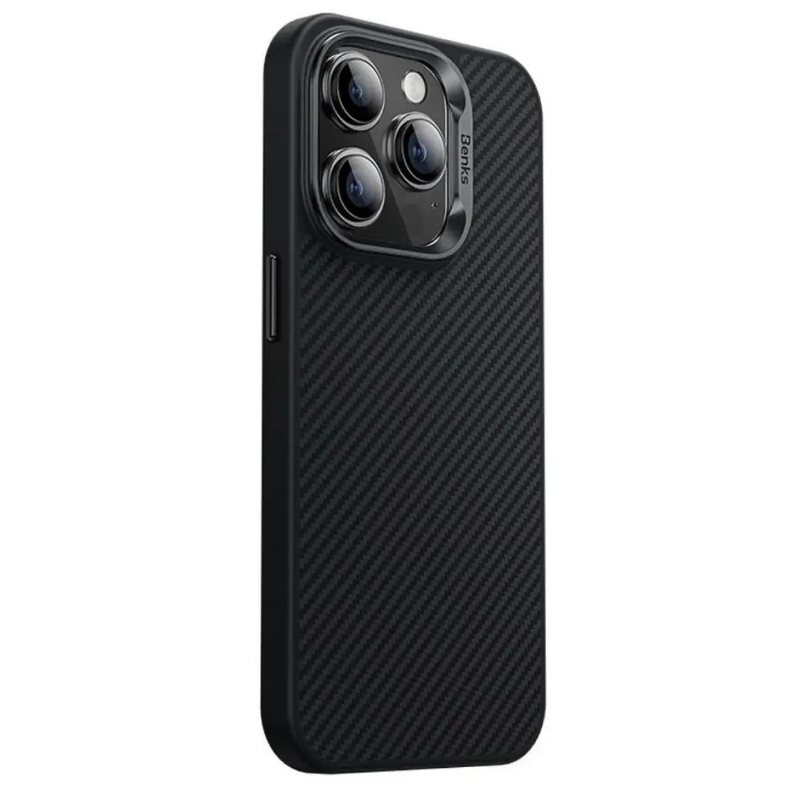 Benks iPhone 15 Pro Uyumlu Kılıf Magsafe Özellikli Karbon Fiber Benks Essential Armorair 600D Kevlar Kapak