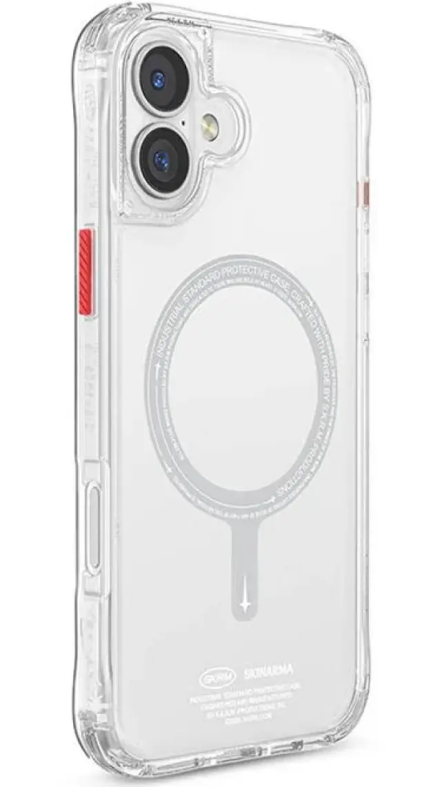 Skinarma iPhone 16 Uyumlu Kılıf Skinarma Şeffaf Airbag Tasarımlı Magsafe Şarj Özellikli Saido Kapak Mavi