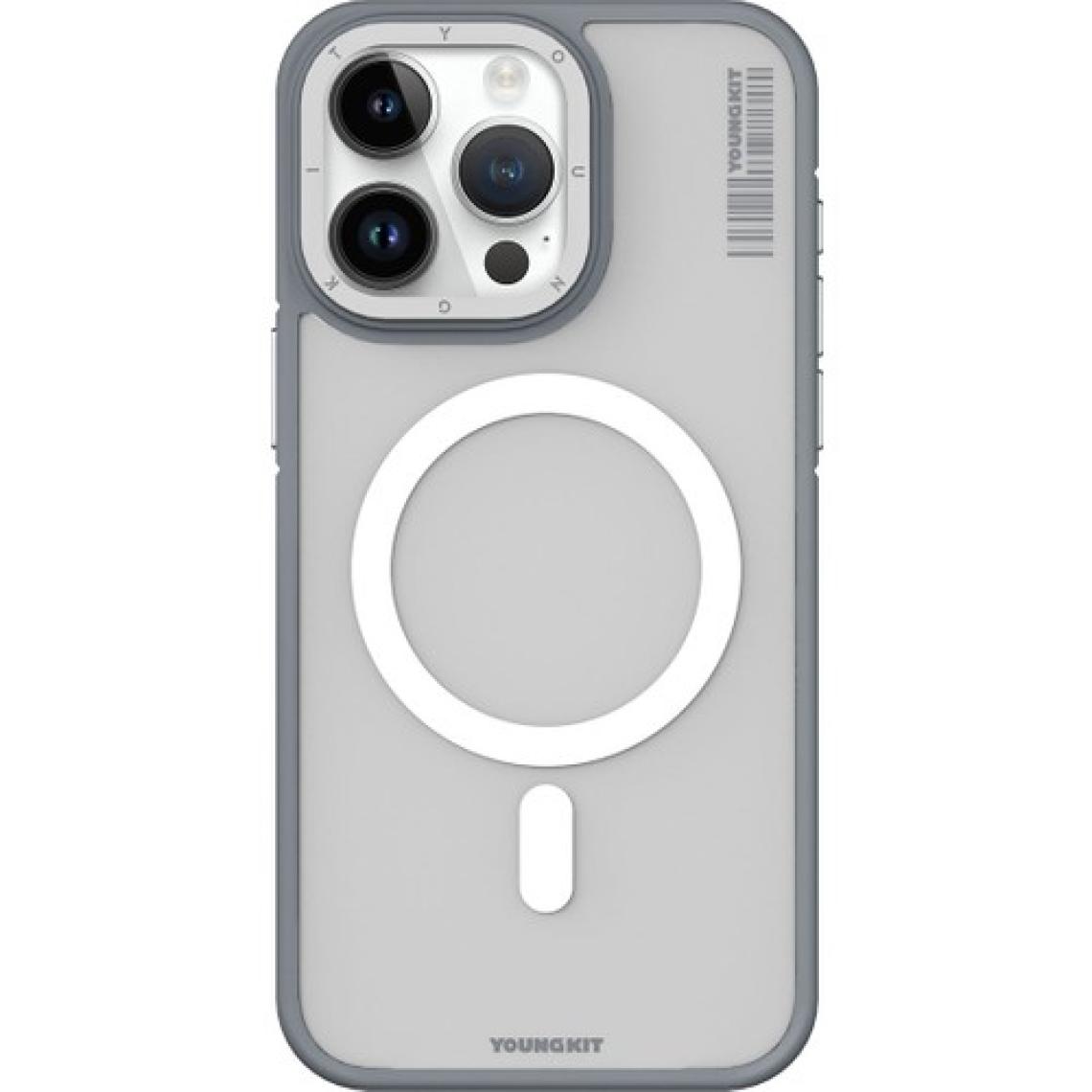 YoungKit iPhone 15 Pro Max Uyumlu Kılıf Magsafe Şarj Özellikli Youngkit Rock Sand Serisi Kapak Gri