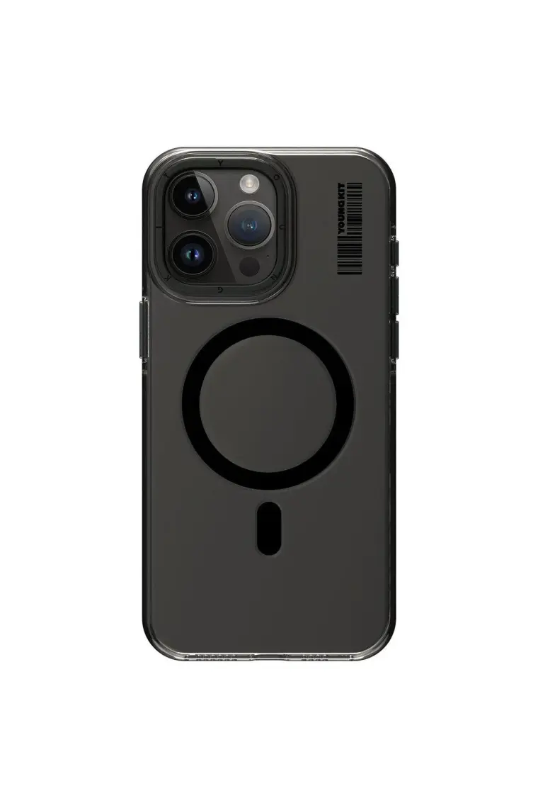 YoungKit iPhone 14 Pro Max Uyumlu Kılıf Magsafe Şarj Özellikli Şeffaf Youngkit Crystal Shield Kapak Siyah