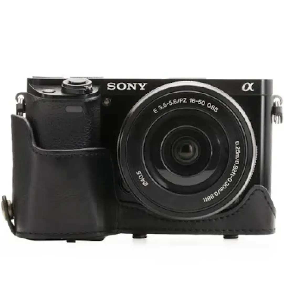 MegaGear Sony Alpha A6000 A6300(16-50mm) Suni Deri Kamera Çantası