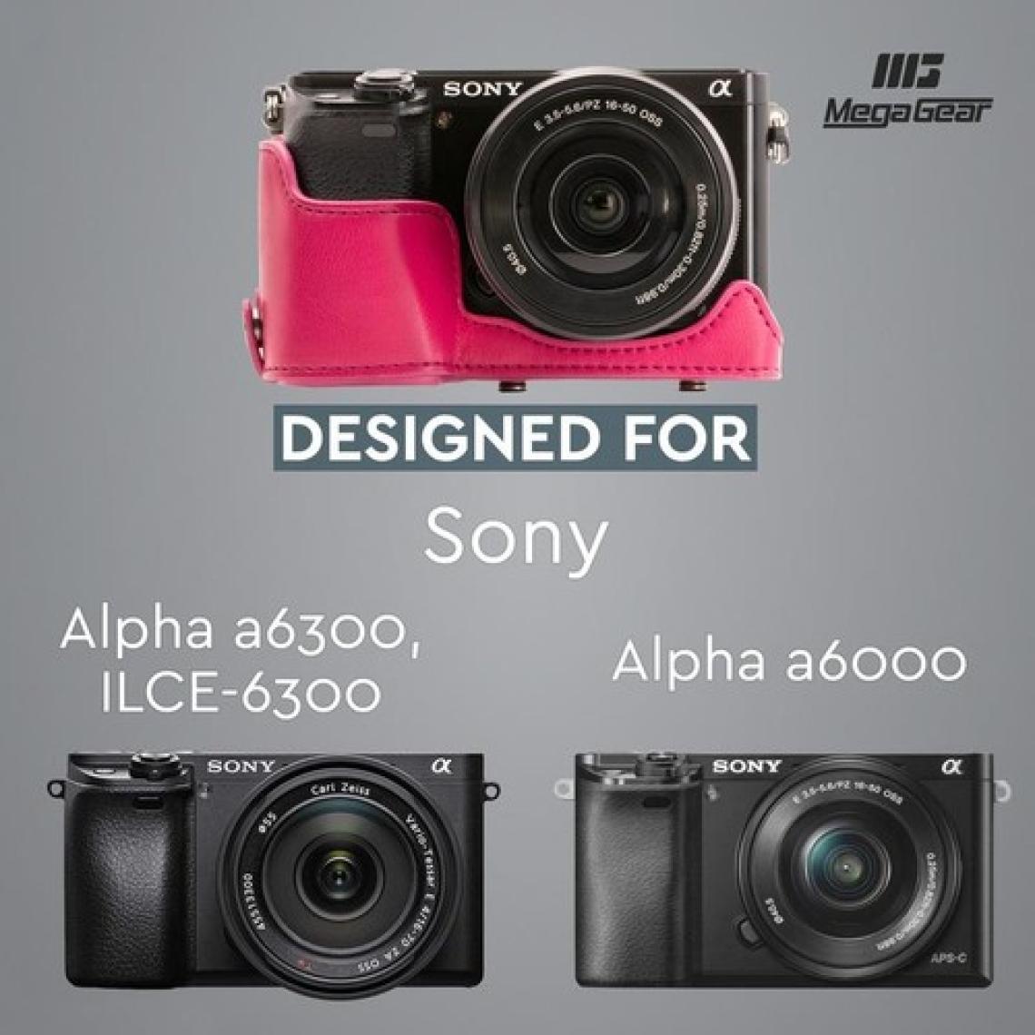 MegaGear Sony Alpha A6000 A6300(16-50mm) Suni Deri Kamera Çantası