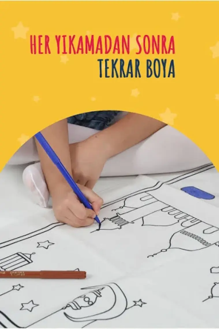 İhvan Online Çocuklara Özel Yıkanabilir Boyamalı Seccade Seti Kırmızı