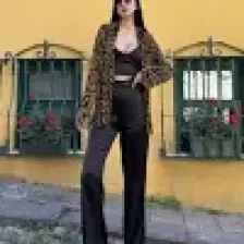 3'lü Saten Leopar Desenli Bustiyer Pantolon Siyah Takım