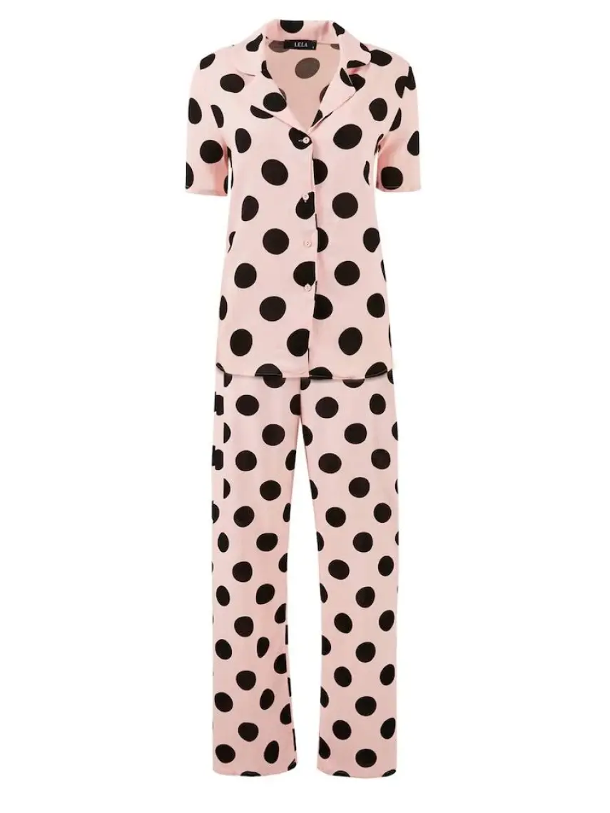 Lela Rahat Kesim Bol Paça Mono Yaka Kısa Kollu Pijama Takımı Bayan Pijama Takımı 6110290