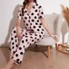 Lela Rahat Kesim Bol Paça Mono Yaka Kısa Kollu Pijama Takımı Bayan Pijama Takımı 6110290