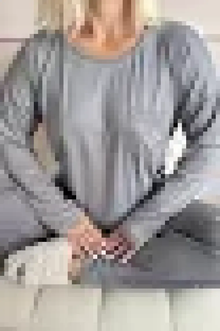 Pijama Evi Antrasit Ay Yıldız Desenli Bambu Uzun Kol Kadın Pijama Takımı