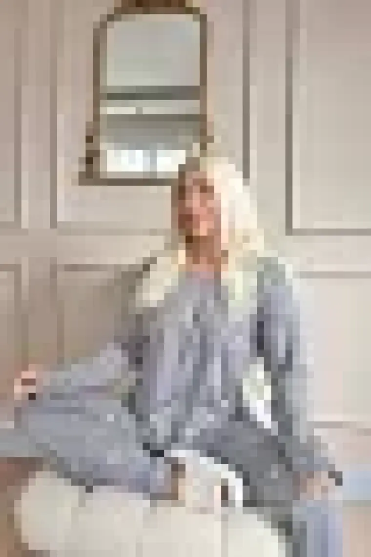 Pijama Evi Antrasit Ay Yıldız Desenli Bambu Uzun Kol Kadın Pijama Takımı