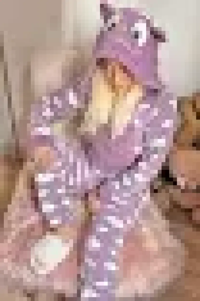 Pijama Evi Mor Bulut Desenli Kadın Polar Peluş Tulum Pijama Takımı