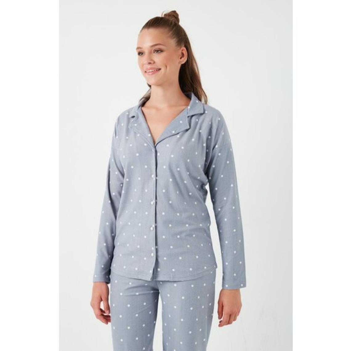 Lela Streç Standart Fit Düğmeli Pijama Takımı Bayan Pijama Takımı 60956601