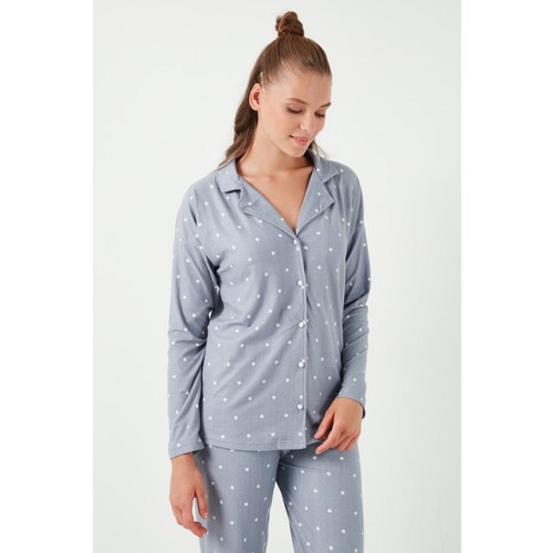 Lela Streç Standart Fit Düğmeli Pijama Takımı Bayan Pijama Takımı 60956601