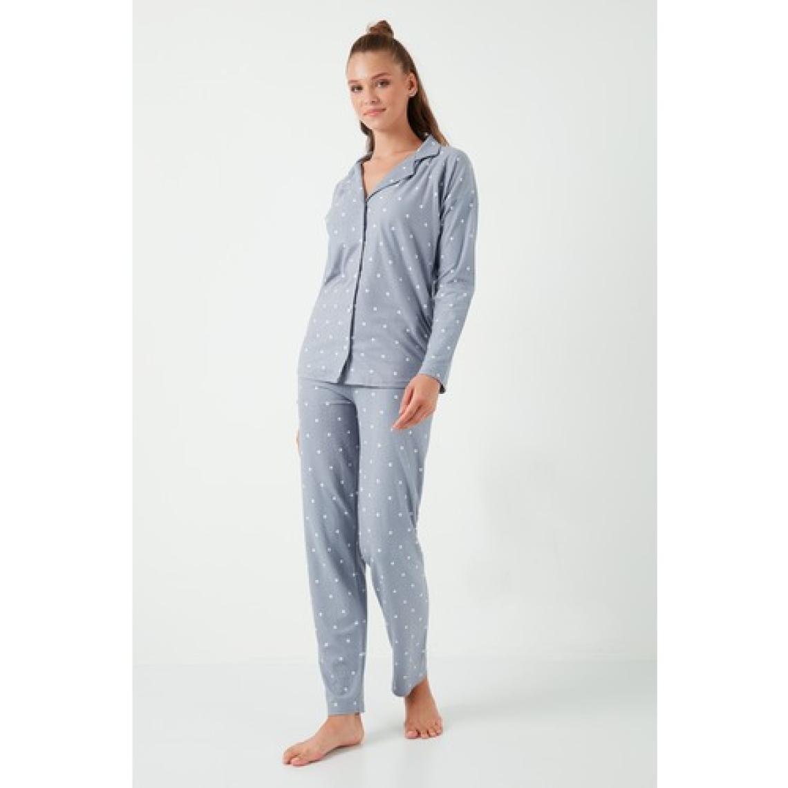 Lela Streç Standart Fit Düğmeli Pijama Takımı Bayan Pijama Takımı 60956601