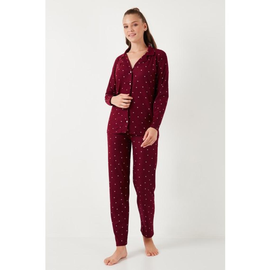Lela Streç Standart Fit Düğmeli Pijama Takımı Bayan Pijama Takımı 60956601