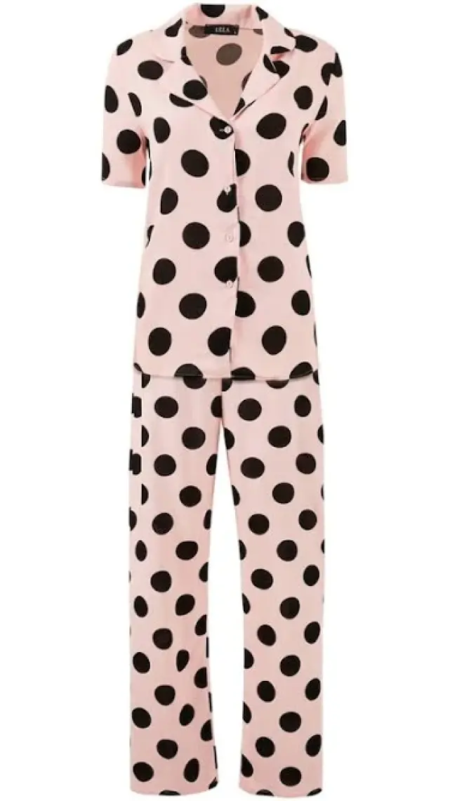 Lela Rahat Kesim Bol Paça Mono Yaka Kısa Kollu Pijama Takımı Bayan Pijama Takımı 6110290