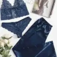 Merry See Dantel Sütyen Külot Saten Pijama Alt 3 Lü Takım