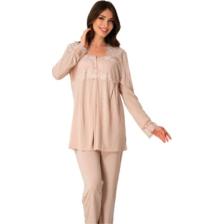 Kadın Bej Uzun Kollu Lohusa Pijama Takımı EFFORTT 2403