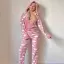 Pijama Evi Bulut Desenli Kadın Polar Peluş Tulum Pijama Takımı S