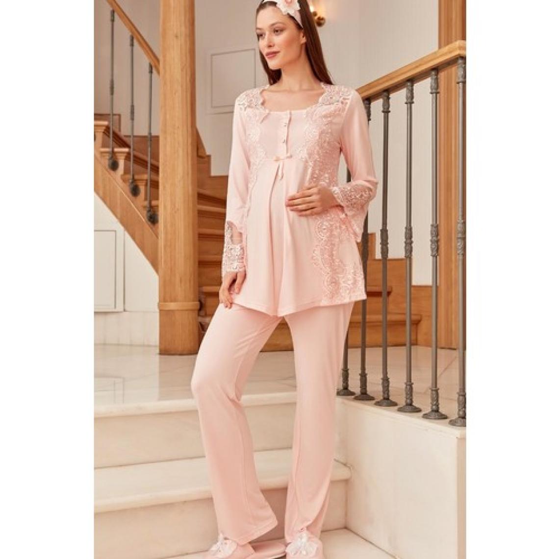 By Mecit Pijama Düğmeli Yaka Boru Paça Hamile Lohusa Pijama Takımı 5015