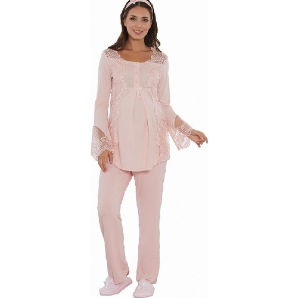 By Mecit Pijama Düğmeli Yaka Boru Paça Hamile Lohusa Pijama Takımı 5015